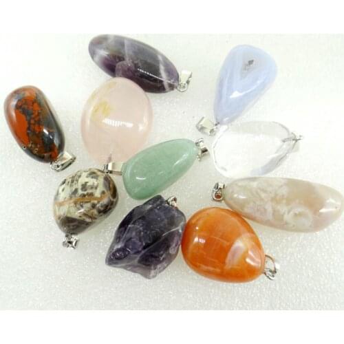 2020 Hot Selling Natural Agate Quartz Stone Charm Irregular Pendant For DIY Jewelry Making Necklace For Men Woman 10PC