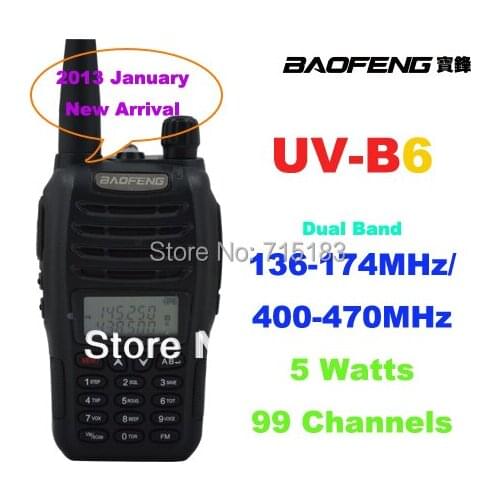2015 NEW ham radio Baofeng UV-B6 Dual Band walkie talkie VHF136-174MHz&UHF400-470MHz 5W Baofeng B6 portable radio