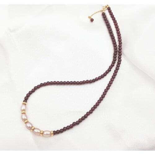 LiiJi Unique Choker Necklace Real Red Garnet Freshwater Pearl 925 Sterling Silver Mothers Day Gift Dropshipping