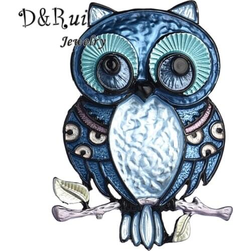 D&Rui Decorative Garment Jewelry Animal Owl Brooch 4 Colors Available Enamel Pins for Women Coat Accessories Kids Gift Brooches