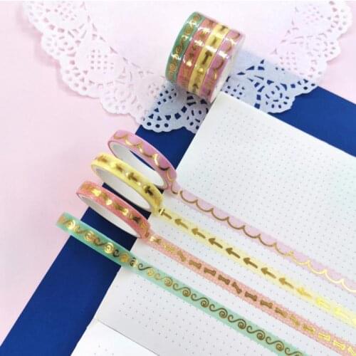 4Rolls/Set Foil Slim Washi Tape DIY Decoration Scrapbooking Masking Tape Adhesive Tape Sticker Stationery
