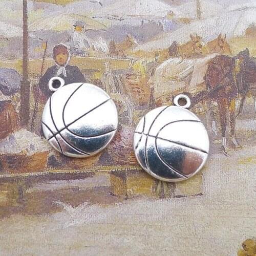 6 Pieces 18*22mm Mixed Alloy Antique Silver Color Basketball Charms Vintage Bracelet Pendant Accessory For DIY Jewelry Making