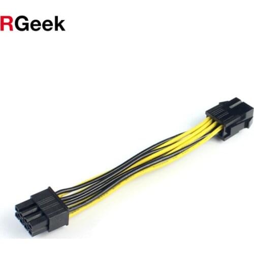 RGEEK 10CM PCIe 6pin to 8pin Adapter, PCI-e 6-pin Male to 8-pin Female Converter for PCI Express 8pin powered GPU Video Card