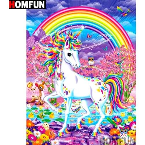 HOMFUN Full Square/Round Drill 5D DIY Diamond Painting "Cartoon unicorn" Embroidery Cross Stitch 5D Home Decor Gift A14775