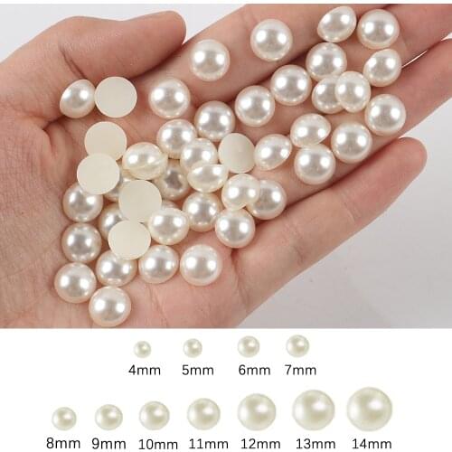 Off White Beige Half Round Flat back Pearls mix sizes 2 3 4 5 6 8 10 12mm-25mm all ABS imitation fashion beads to DIY nail art
