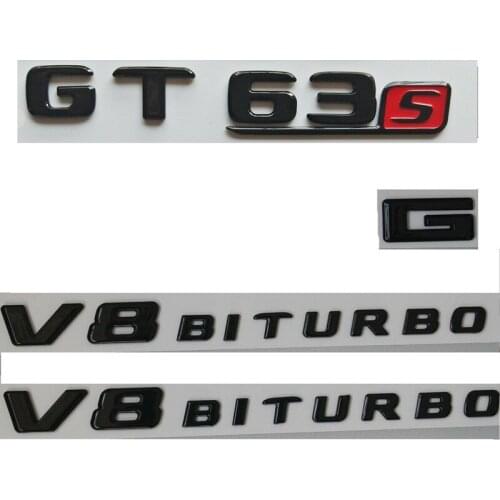 Gloss Black Trunk Fender Badges Emblems GT 63s FOR A M G V8 BITURBO