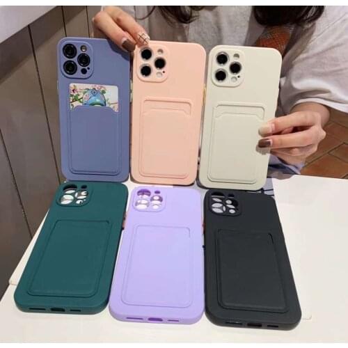 Gimfun Candy Color Card Bag Phone Case for IPhone 11 12 Pro Max XS Max X XR 7 8 Plus Soft Tpu Shockproof Matte Cover
