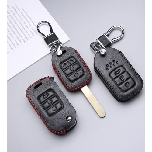 Genuine Leather Car Key Case Cover For HONDA Civic Spirior Accord City CRV Jazz HRV Anti-wear Protective Key Shell Car Styling