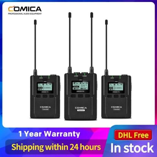 COMICA CVM-WM200A/C Metal UHF Wireless Mono/Stereo Lavalier Interview LCD Microphone for Canon Nikon DSLR Camera Camcorder Video