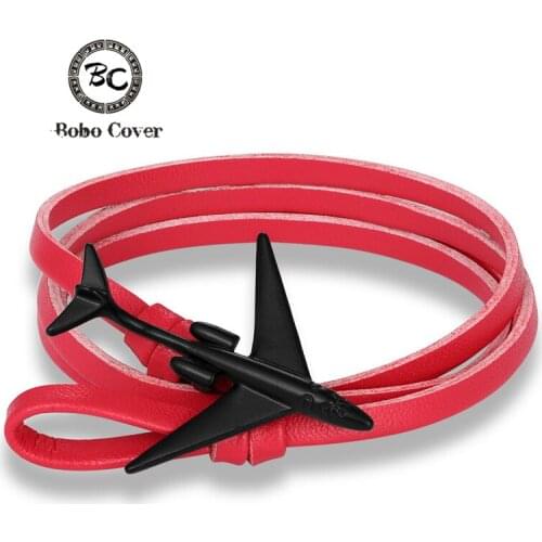 Punk Colorful Multi Layer PU Rope Airplane Anchor Bracelet homme Tom Hope Wrap Leather Bracelets Men Lucky Gifts femme Paracord