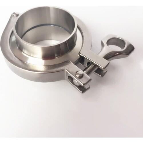 Union 51mm O/D Sanitary Tri Clamp Weld Ferrule + 2" Tri Clamp + Silicon Gasket Assembly 304 Stainless Steel For Homebrew