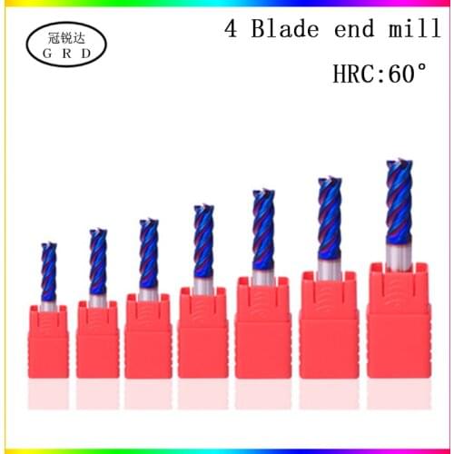 HRC60° 4 Flute end mill 1.5mm 1~20mm 6mm 8mm 12mm collet lathe tool holder CNC carbide metal router bit milling cutter metall