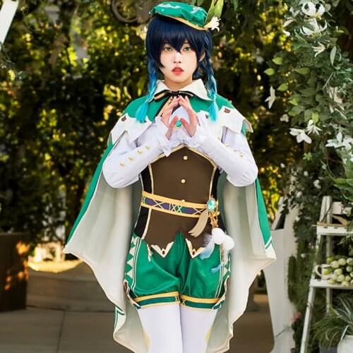 Game Genshin Impact Costume Anime Venti Cosplay Uniform Set Shirt Pants Cloak Hat Belt Halloween Carnival Cos Clothing Outfit