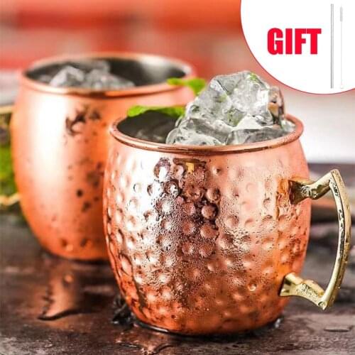 Moscow Mule Mug Beer Coffee Mug Black Rose Mugs Kitchen 530ml Whisky Cup Hammered Copper Plated Bar Drinkware 19 Ounces