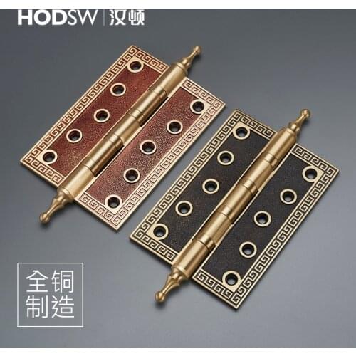 1pcs 5inch/4mm Retro Brass Door Hinges Free Slot Smoothly Thickening Mute Hinges for Solid Wood Door Home Door 4mm Thickness New