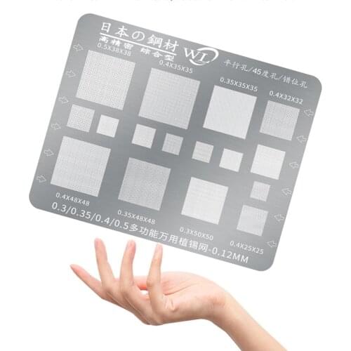 WL Multifunction BGA Stencil 0.3/0.35/0.4/0.5/Parallel/45 Degree Hole Universal Solder Template BGA Reballing Stencil