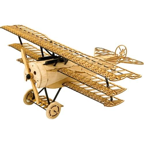 DWH VX11 1:18 Scale 400mm Wingspan Airplane 3D Wooden Puzzles Airplane DIY Fokker-DR1 Triplane Model Kit for Adults Gifts