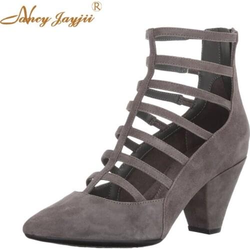 Nancayjayjii Women Shoes Ladies Flock Pumps Galdiator Solid Buckle Basic High Spike heels Zipper Pointed Toe Fashion Mature2018