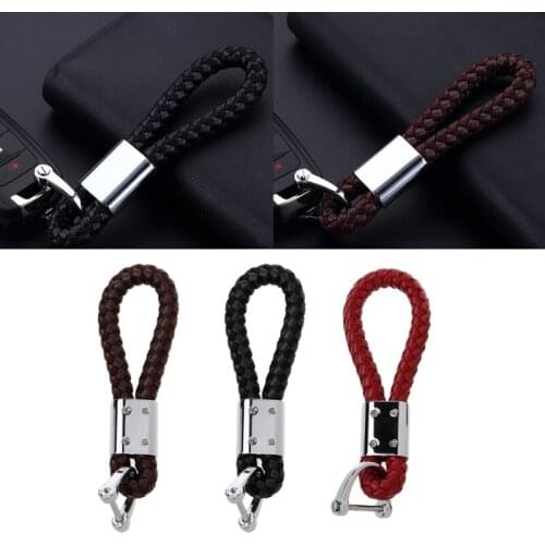 New 1 Pc Braided Leather Strap Universal Vehicle Car Key Chain Ring Fobs Decor For Chevrolet BMW HONDA KIA 3 Colors