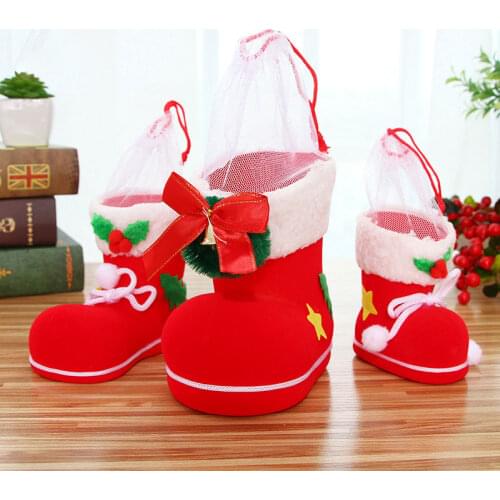 Navidad Decor 1pc Creative Boots Candy Box Gifts Bag for Children New Year 2022 Xmas Party Supply Christmas Decoration for Home