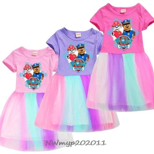 New Kids Dresses for Girls Cotton PAW PATROL Wholesale Bulk Clothes Toddler Girl Dresses Summer Elegant Little Girls Costume