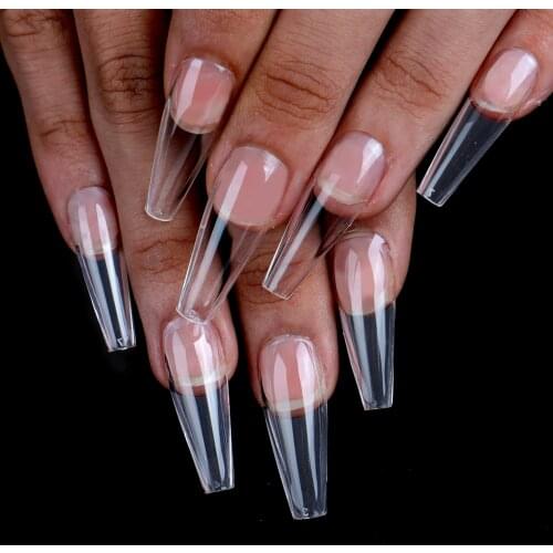 NEW Long Nail tips Full Cover Clear Stiletto Coffin False Nail Press on Nails Long Ballerina Fake Nails For Manicure 100pcs/box