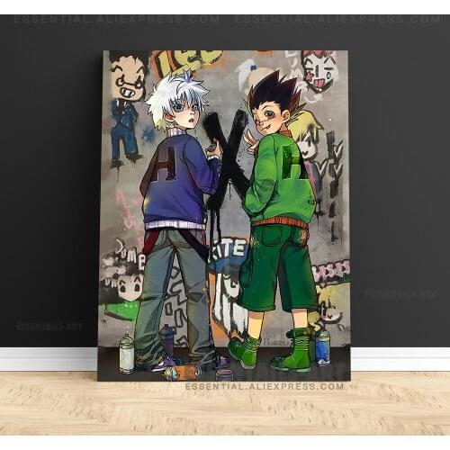 Hunter X Graffiti Gon Killua Canvas Decoration Prints Poster Study Living Room Home Decor Bedroom Pictures Wall Art Painting
