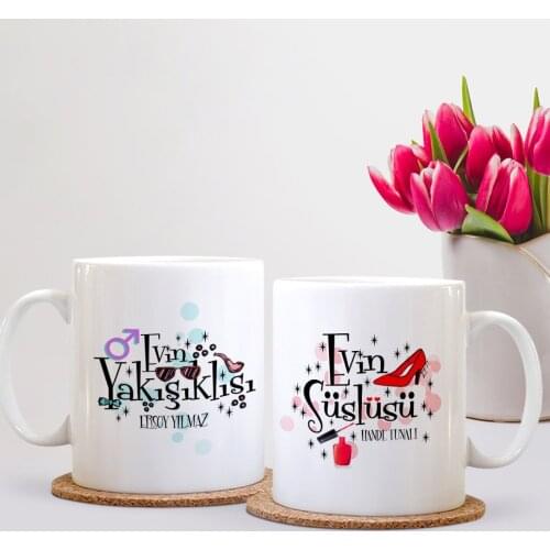 Personalized Dual House Süslüsü and Yakışıklısı White Mug Cup-2