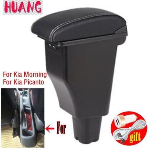 For Kia Morning Armrest box Car For Kia Picanto Armrest Interior Parts special Retrofit parts Center Storage box USB
