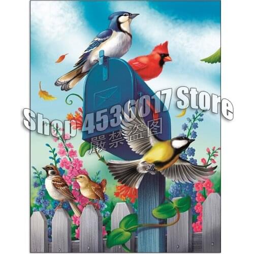 Full Diamond Embroidery,Birds Gardening,Mailbox Guardian,5D,Diamond Painting,Cross Stitch,Diamond Mosaic,Decoration,Needlework