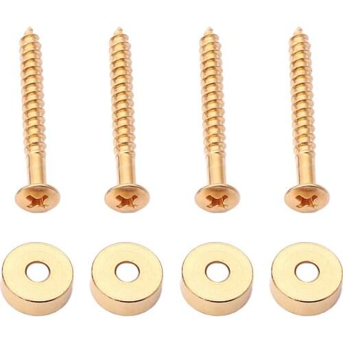 Durable Guitar Iron Neck Joint Replacement Ferrules Bushings With Matching Screws Golden 4pcs/Set