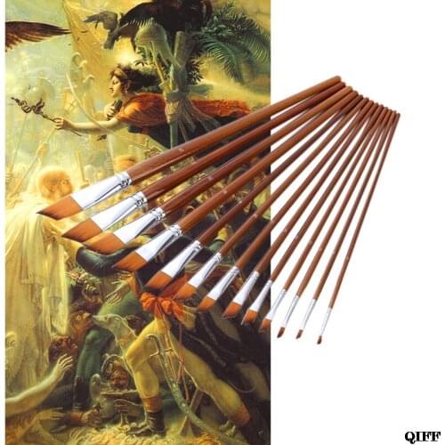Drop Ship&Wholesale 13Pcs Artist Paint Brush Set Nylon Hair Acrylic Watercolor Oil Drawing Painting APR29