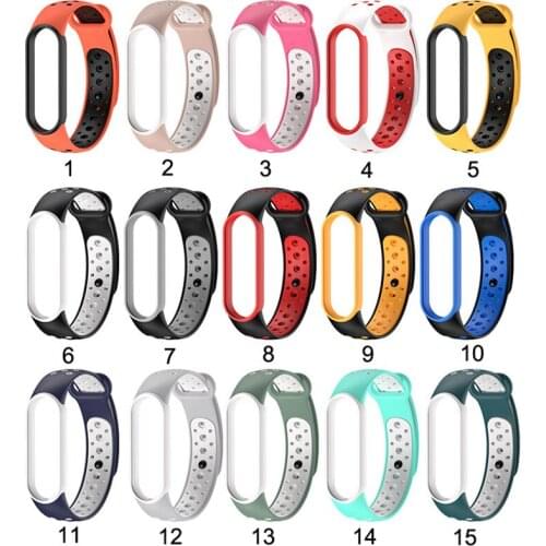 Strap For Mi band 5 Strap breathable bracelet for mi band bracelet miband 5 sport strap for XiaoMi mi band 5 Strap Double-Color