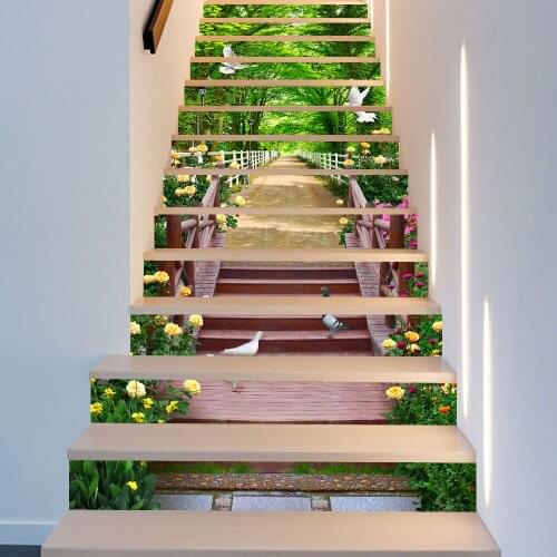 Garden White Pigeon Stairs Sticker For House Decoration Cover The Broken Place Vinyl Wall Decor Peel & Stick Art Wall Sticker