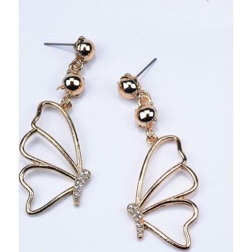 Fashion Simple Butterfly Hollow Golden Drop Earring Korean Style Statement Bohemia Insect Hanging for Women Jewelry Accessories
