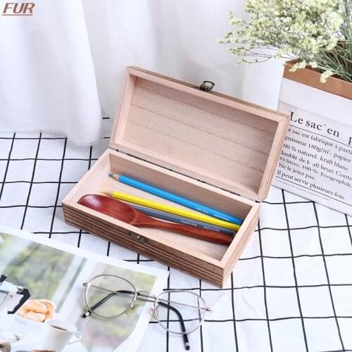 The new retro jewelry box desktop natural wood rectangular solid wood clamshell packaging postcard storage box