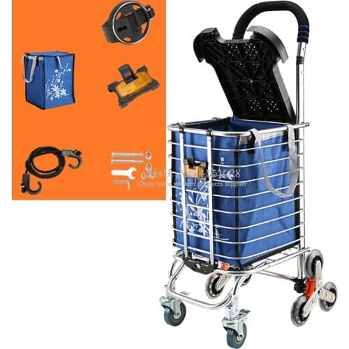 Shopping Cart with lid Small Cart Four-wheel Shopping Folding Portable Home Old Carts Hand-drawn Flat Car