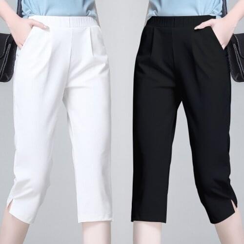 Ice silk cropped pants Womens summer Thin Casual pants Loose Harem pants Large size womens pants New sports five-point pants