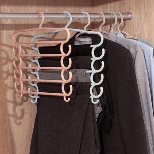 Clothes Hangers Multifunctional Sturdy PP 5 Layers Dress Pant Scarf Hanger Multifunction PP Pant Slack Hook Closet Storage Organ