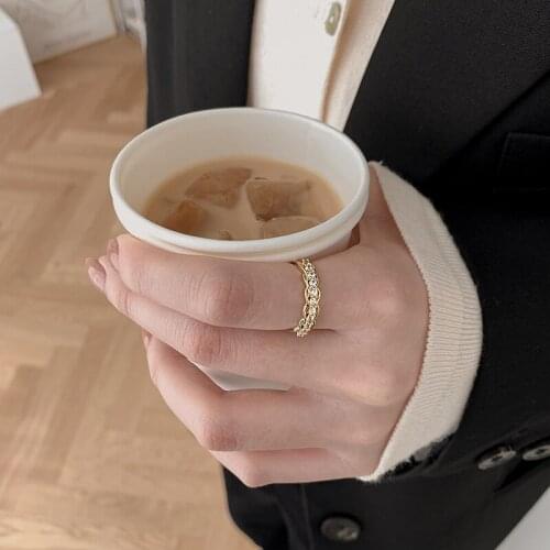 14K Gold Jewelry Luxury Niche Delicate Opening Ring Women Fine Personality Finger Ring High 14 K Yellow Gold Jewelry Rings Box