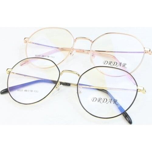 DRDAR Womens Eyeglasses 6033 Frames Metal Retro round style Men Optical frame plain glass Can be equipped with lenses