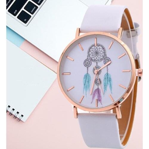 2019 New Ladies Fashion Casual Watches Dream Catcher Leather Strap Belt Quartz Watch for Women Student Dress Clock