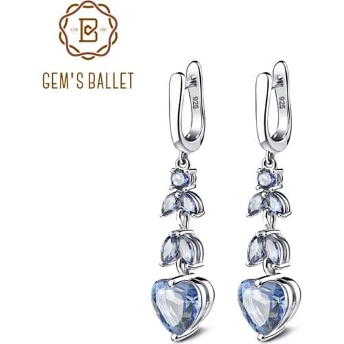 Gems Ballet 7.88Ct Natural Iolite Blue Mystic Quartz Gemstone Drop Earrings 925 Sterling Silver Fine Jewelry For Women