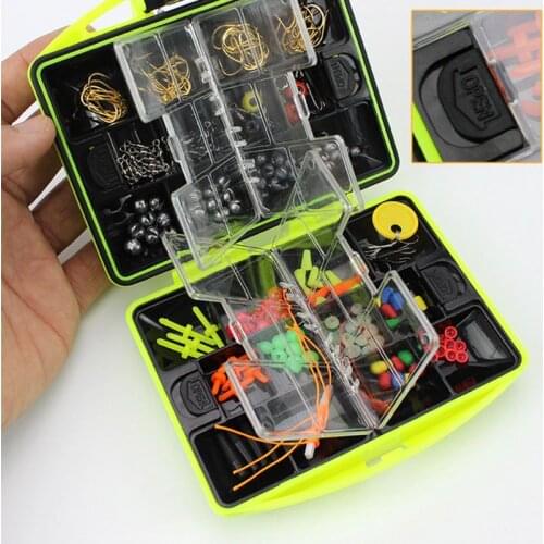 184 Pcs Rock Fishing Tackle Kits Set Jig Hooks Space Beans Sinker Slides Stopper XXUF