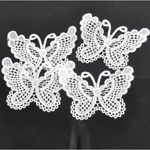 20pcs Butterfly Shaped Hollow Lace Garment Accessories Applique Mesh Trim Sew On Guipure Lace Fabric for Decoration 75x50mm