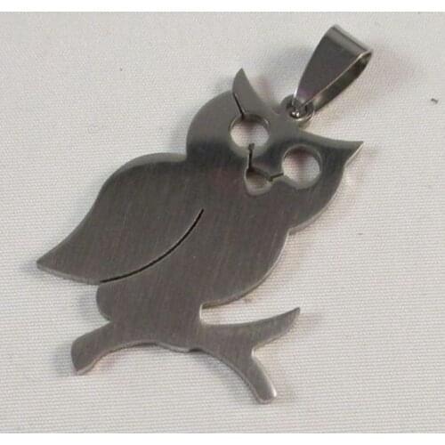 34*25MM 3pcs/lot titanium steel, stainless steel owl pendant design of DIY accessories 011002009
