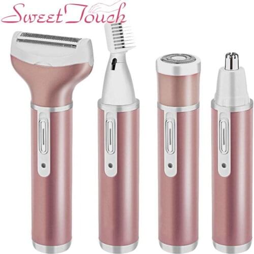 4 in 1 Rechargeable Lady Shaver Eyebrow Nose Trimmer Beard Shavers Female Epilator Hair Removel Lady Electric shaver Woman