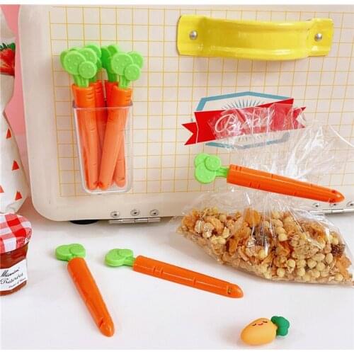 5Pcs Bags Clip Carrot Sealing Clamp Plastic Bag Sealer Food and Snack Sealed Bag Clip Mini Magnet Storage Box Kitchen Organizer