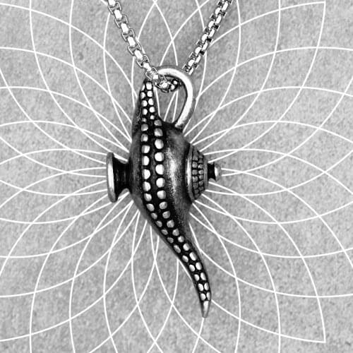 Aladdins Lamp Amulet Mens Long Necklaces Pendants Chain Hip Hop for Boy Male Stainless Steel Jewelry Creativity Gift Wholesale