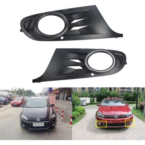 ANGRONG 2pcs Front Bumper Fog Light Lamps Cover Grilles Kit L&R For VW GOLF 6 MK6 2008-2013